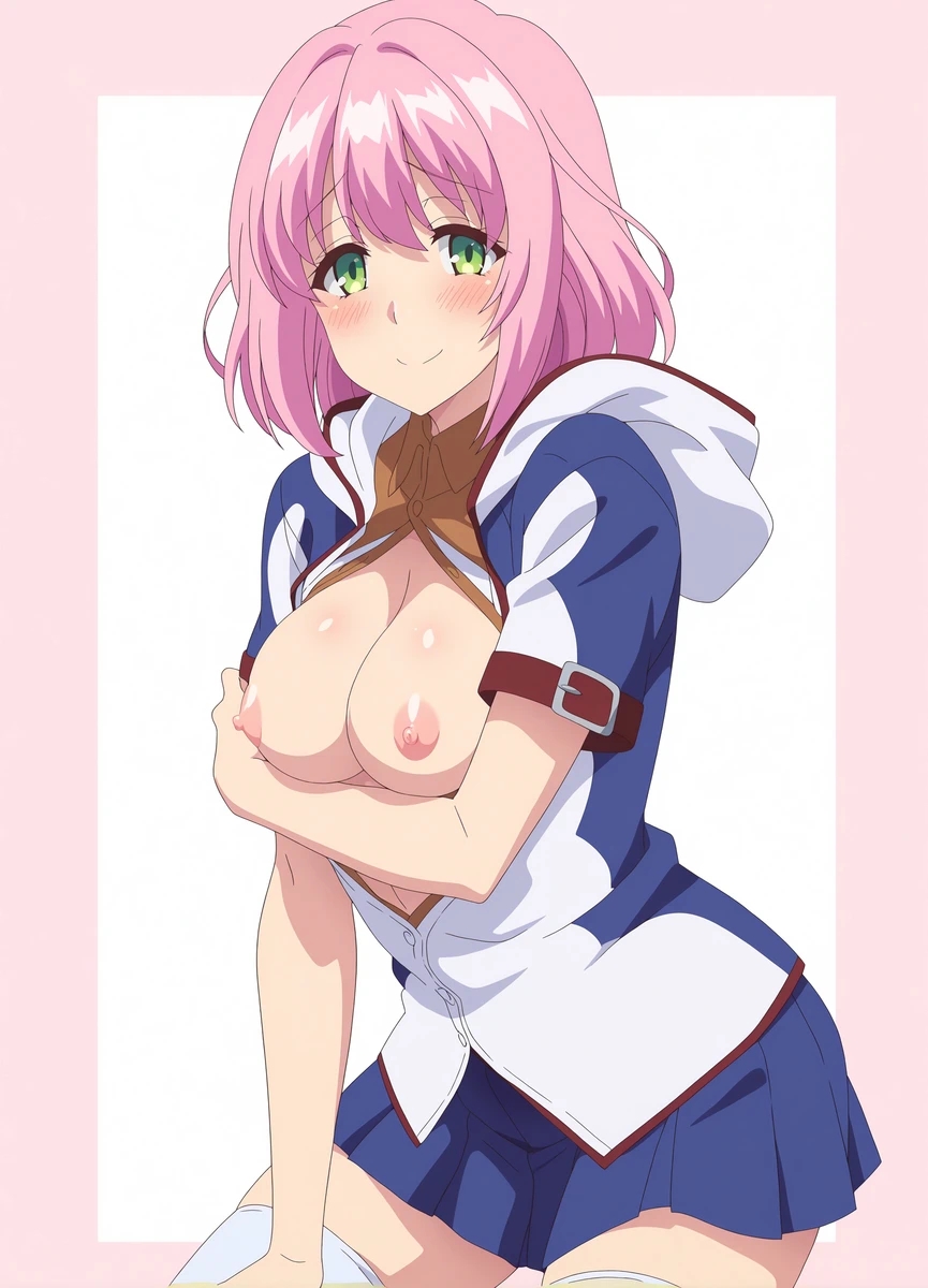 ai_generated cute female female_focus green_eyes kaifuku_jutsushi_no_yarinaoshi norn_clatalissa_jioral personality_change pink_hair pixiv redo_of_healer small_breasts teenage_girl teenager transformation