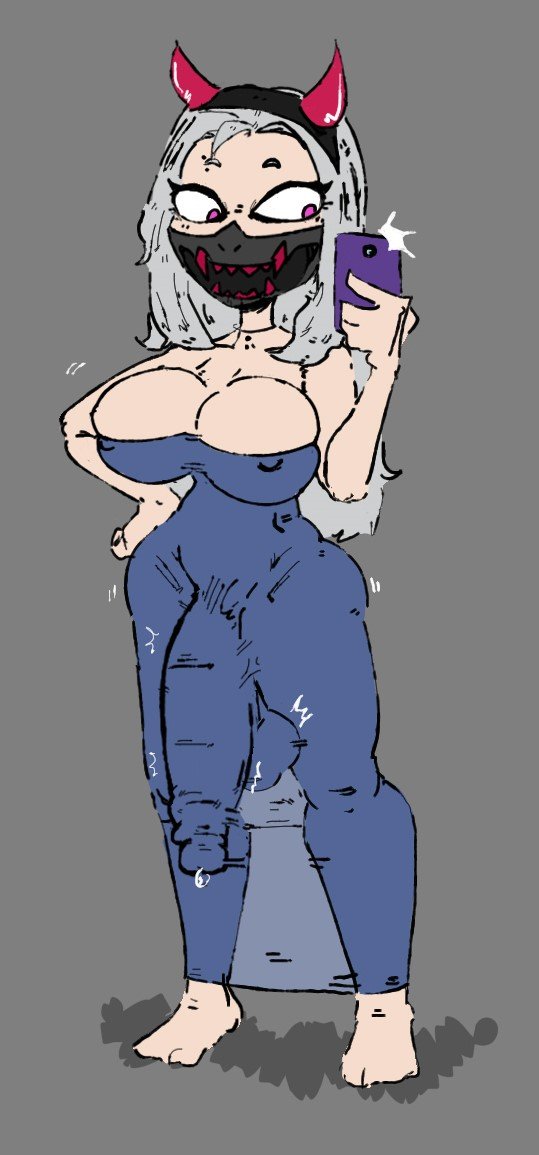 ass balls big_ass big_balls big_breasts big_penis breasts bulge bulge_down_leg bulge_under_clothes clothed clothed_female clothing color dibujobienraro dress fortnite fully_clothed fully_clothed_female futa_focus futa_only futanari hairband haruka_of_the_masks horns horns_hairband hourglass_figure hourglass_figured_female huge_balls huge_breasts huge_cock hyper_penis intersex looking_at_phone mask masked masked_female movement_lines nipple_bulge penis precum precum_drip red_eyes selfie solo solo_futa solo_futanari thick_thighs tight_fit voluptuous voluptuous_female