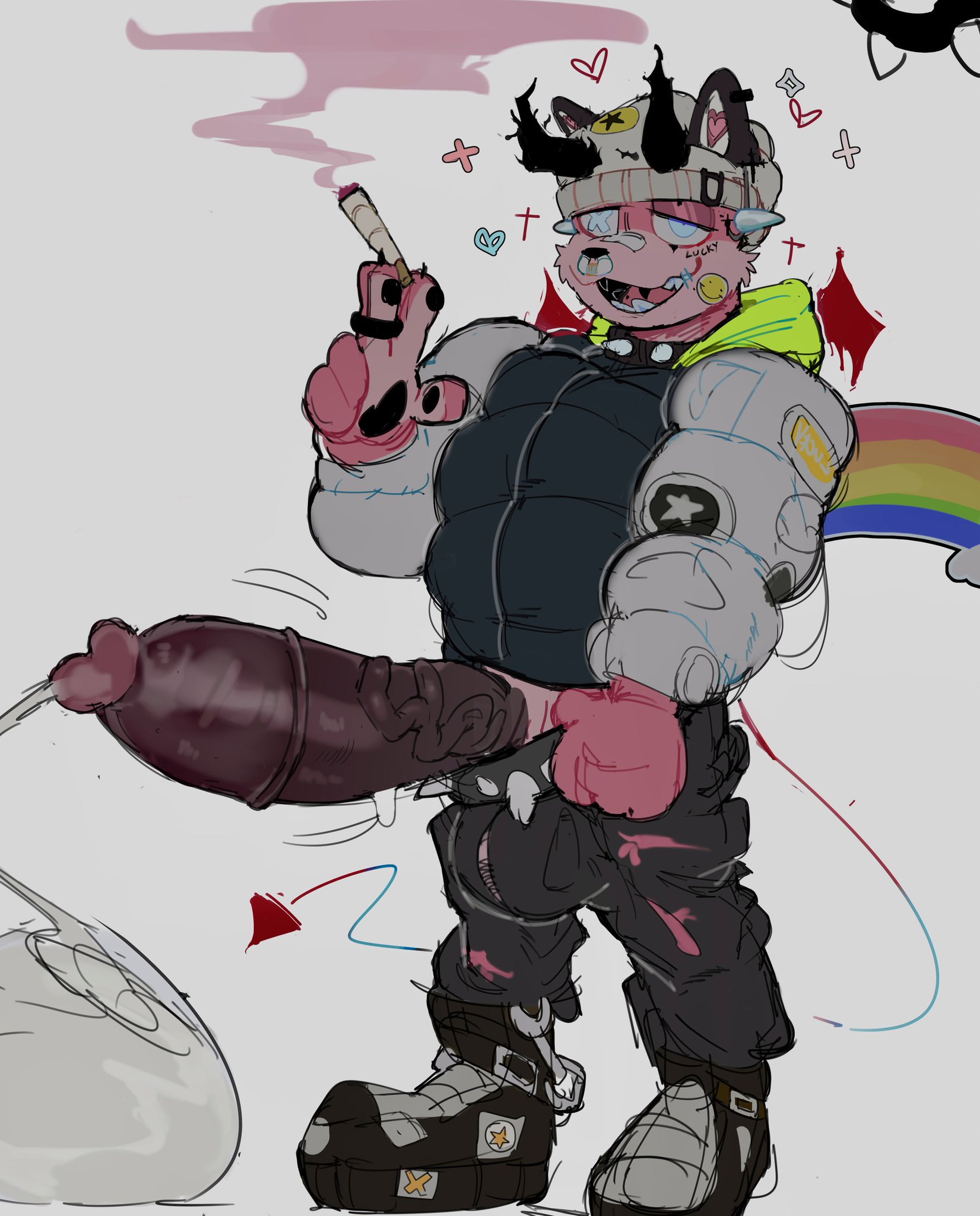 akachionmain, anthro, balls, bara, big balls, big penis, boner, condom, condom filling, condom on penis, cum, cum in condom, erection, excessive cum, furry, hyper penis, male, male only, muscles, muscular, orgasm, penis, penis out, solo, solo male, yaoi