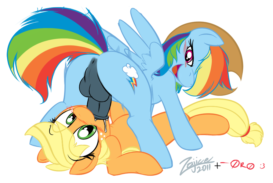 0r0ch1 2d animal_genitalia anus applejack_(mlp) blonde_hair blush earth_pony equine female feral friendship_is_magic furry furry_only futa_on_female futanari green_eyes hair hat horse intersex male my_little_pony pegasus penis pink_eyes pony quadruped rainbow_dash_(mlp) rainbow_hair rule_63 straight_hair zajice