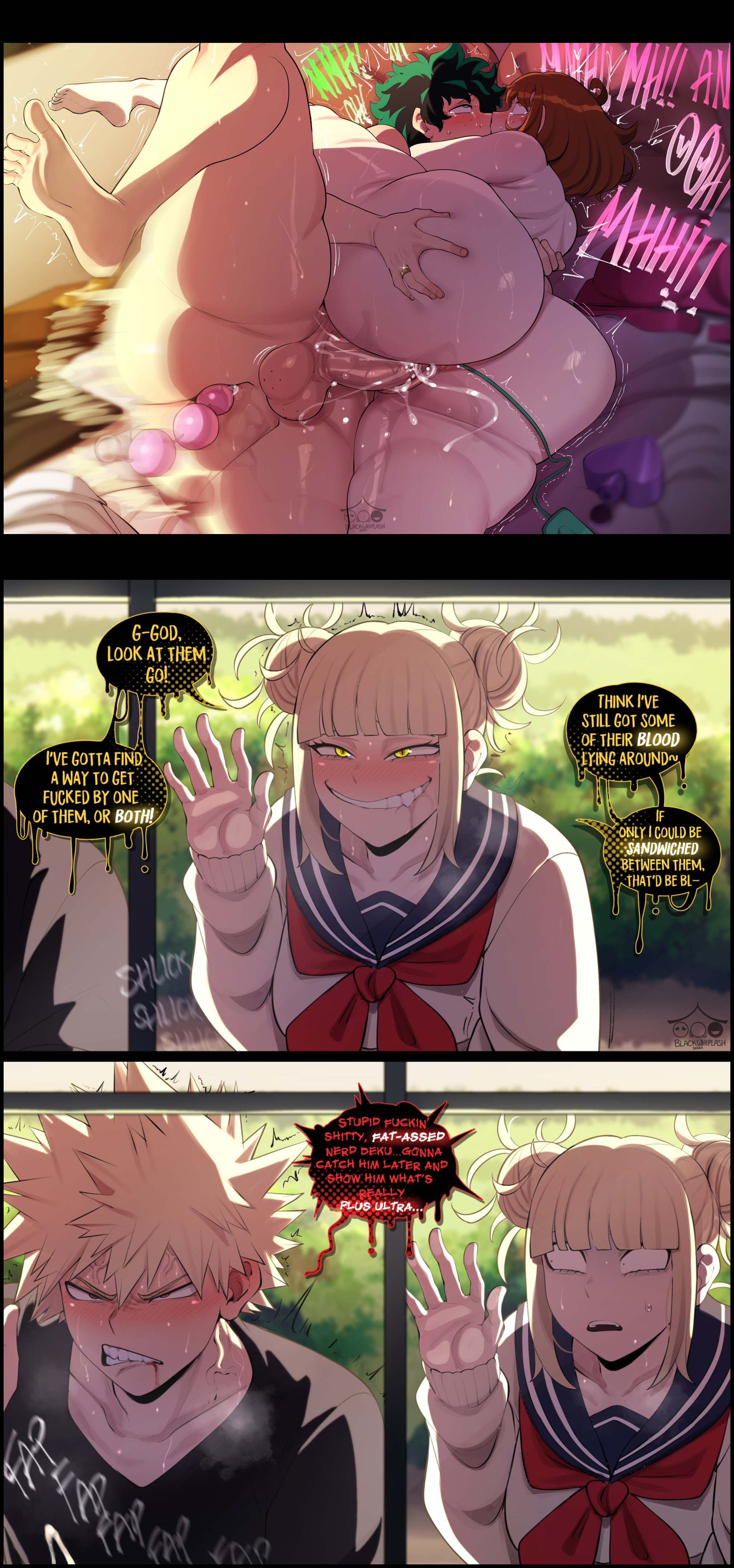 2025, 2boys, 2d, 2d (artwork), 2girls, anal, anal beads, ass, bakugou katsuki, big ass, big butt, biting own lip, blackwhiplash, blush, bodily fluids, boku no hero academia, both sexes in same situation, breasts, bwl, child bearing hips, cuckold, cuckquean, cum, cum inside, curvaceous, curvaceous body, curvaceous female, curvaceous figure, curvaceous hips, curvaceous thighs, dialogue, edit, edited, english, english dialogue, english text, female, female human, female masturbation, female penetrated, femboy, femboy on female, fingering, funny, genital fluids, genitals, hi res, high resolution, highres, himiko toga, huge ass, human, human male, implied masturbation, izuku midoriya, katsuki bakugou, kissing, kissing while penetrated, kissing while penetrating, light skin, light-skinned female, male, male masturbation, male penetrating, male penetrating female, male/female, masturbating while watching, masturbation, medium breasts, midoriya izuku, my hero academia, ochako uraraka, on side, power bottom cuck, power cuck, power cuckold, pussy, rough sex, sex, sex toy, standing masturbation, surprised, sweat, text, thick thighs, thrusting, toga himiko, uraraka ochako, vaginal penetration, voyeurism, waifu, watching, watching sex, wide hips, window