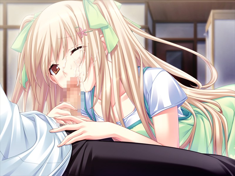 brown_eyes censored cum facial fellatio game_cg hinata_terrace kajiwara_hina oral penis