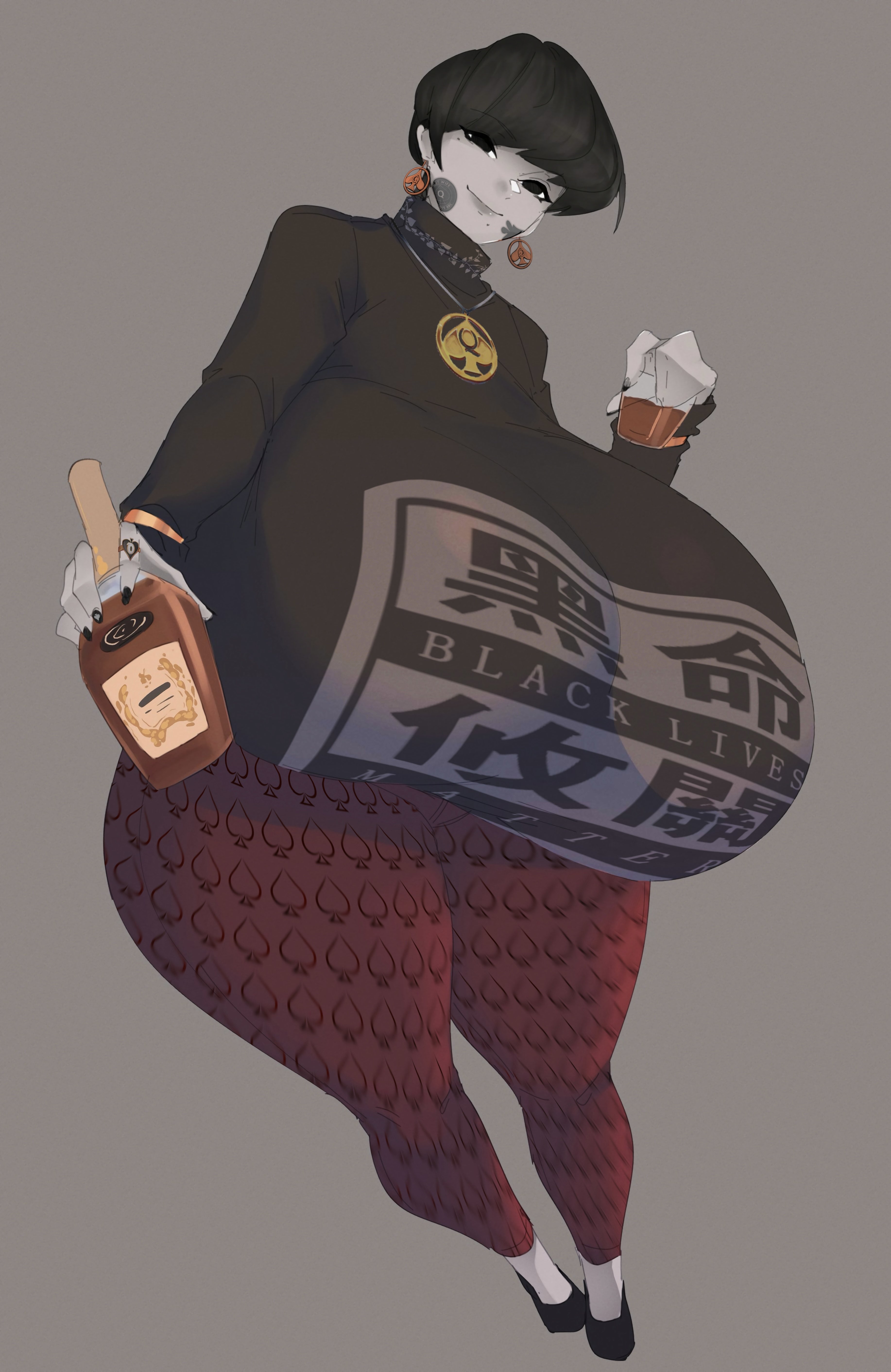 alternatesecret, breasts, breasts bigger than head, edit, female, huge breasts, jewelry, massive breasts, queen of spades, solo female, tattoos, third-party edit