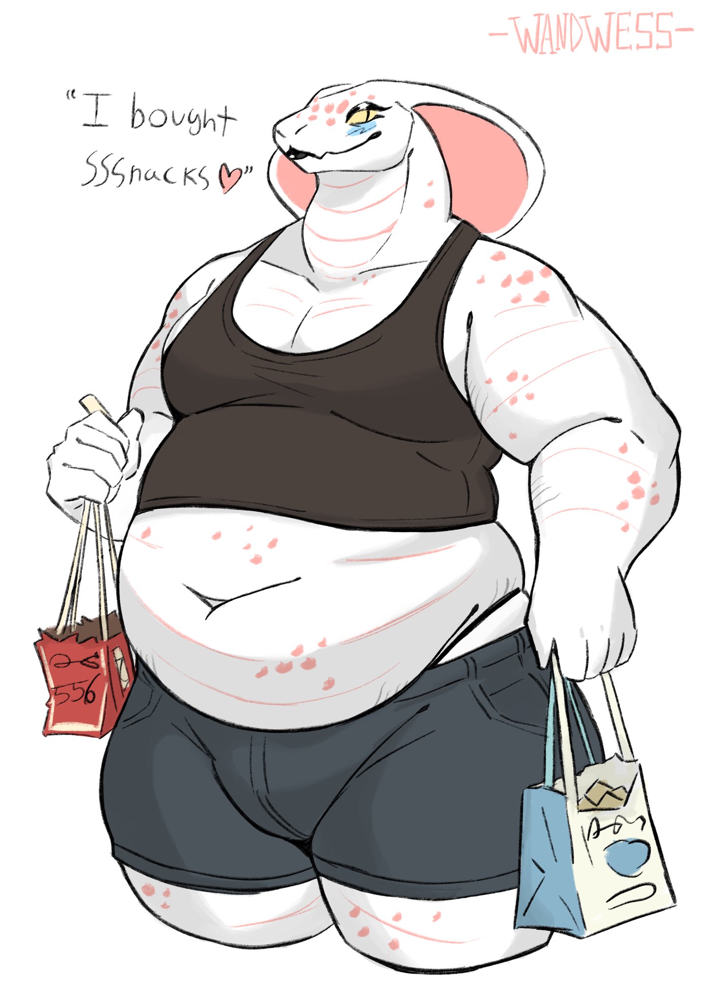 anthro, ass, backsack, balls, ballsack, big ass, big butt, black lips, blue tongue, breasts, bulge, cloud, cobra, eyelashes, fat femboy, femboy, genitals, huge ass, huge butt, male, male only, marley (wandwess), obese, obese anthro, obese male, overweight, overweight anthro, overweight male, presenting, presenting hindquarters, reptile, reptile humanoid, scales, scalie, snake, snake hood, snake tail, solo, tail, tail aside, thick thighs, tongue, tongue out, wandwess, white body, white scales