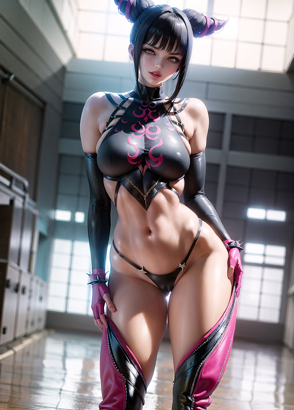 1girls, ai generated, capcom, curvy body, curvy female, curvy figure, female, female focus, female only, juri han, looking at viewer, solo female, solo focus, stable diffusion, street fighter, voluptuous, voluptuous female