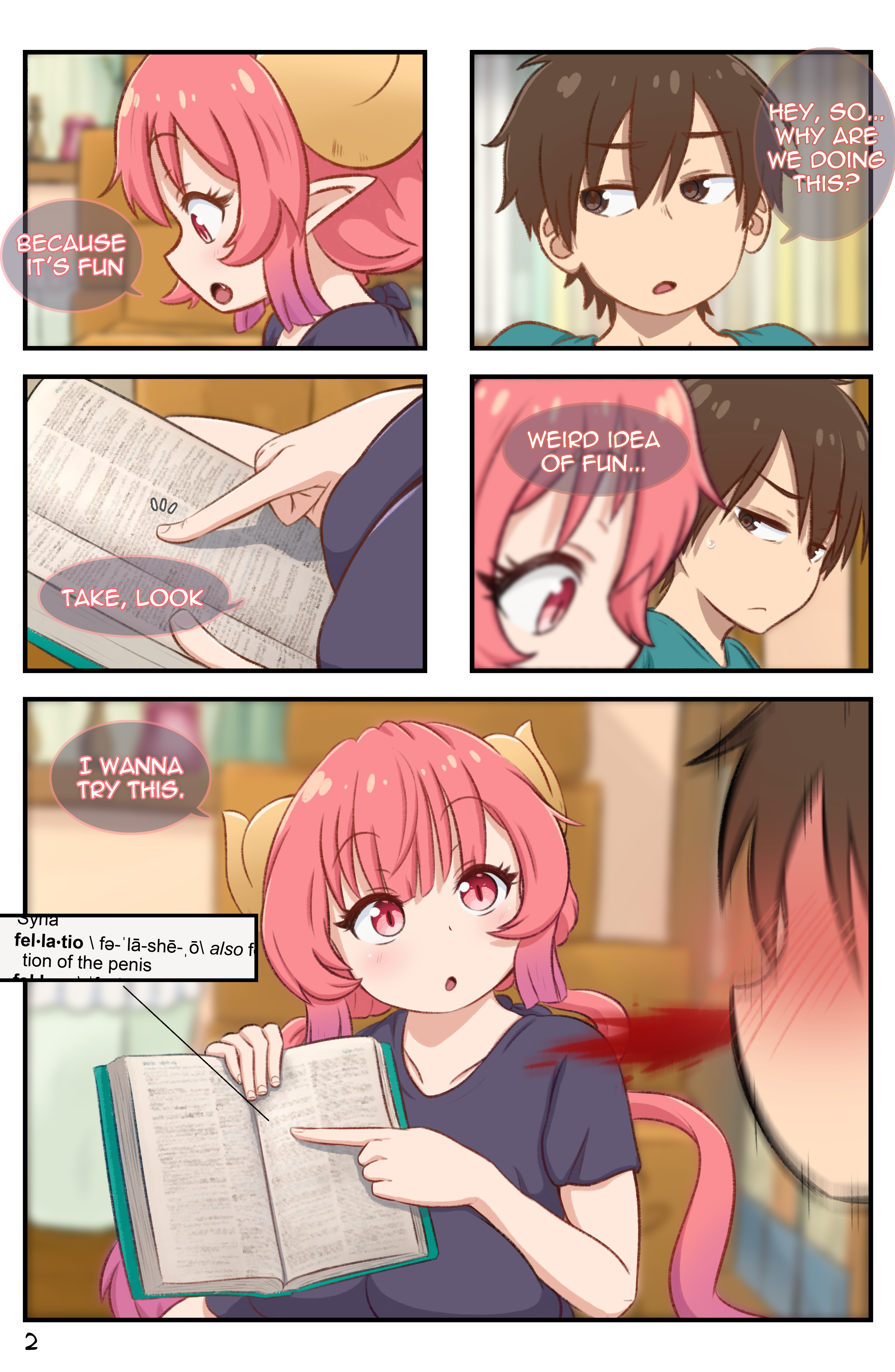 1boy, 1girls, breasts, canon couple, female, greatm8, horns, ilulu (dragon maid), kobayashi-san chi no maidragon, large breasts, male, miss kobayashi's dragon maid, pink eyes, pink hair, sharp teeth, taketo (dragon maid)