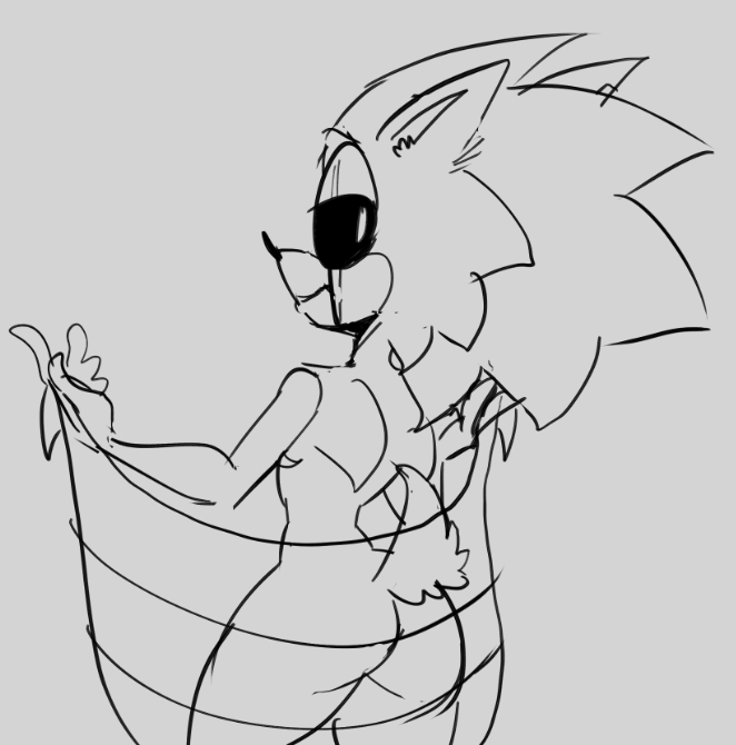 1boy ass curse_(sonic.exe) hedgehog lgbt_pride looking_at_viewer looking_back male_only quills smile smiling_at_viewer solo sonic.exe tail thighs wip