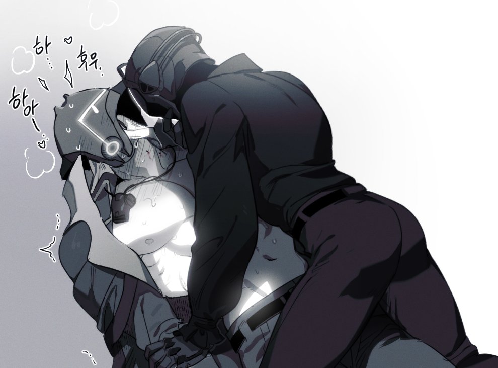 2boys 68382837d bite_mark blush bondrewd fully_clothed gay gloves gueira helmet made_in_abyss male male_only mask masked masked_male monochrome muscular muscular_male open_shirt pecs pinned pinned_down straddling sweat whistle_around_neck yaoi