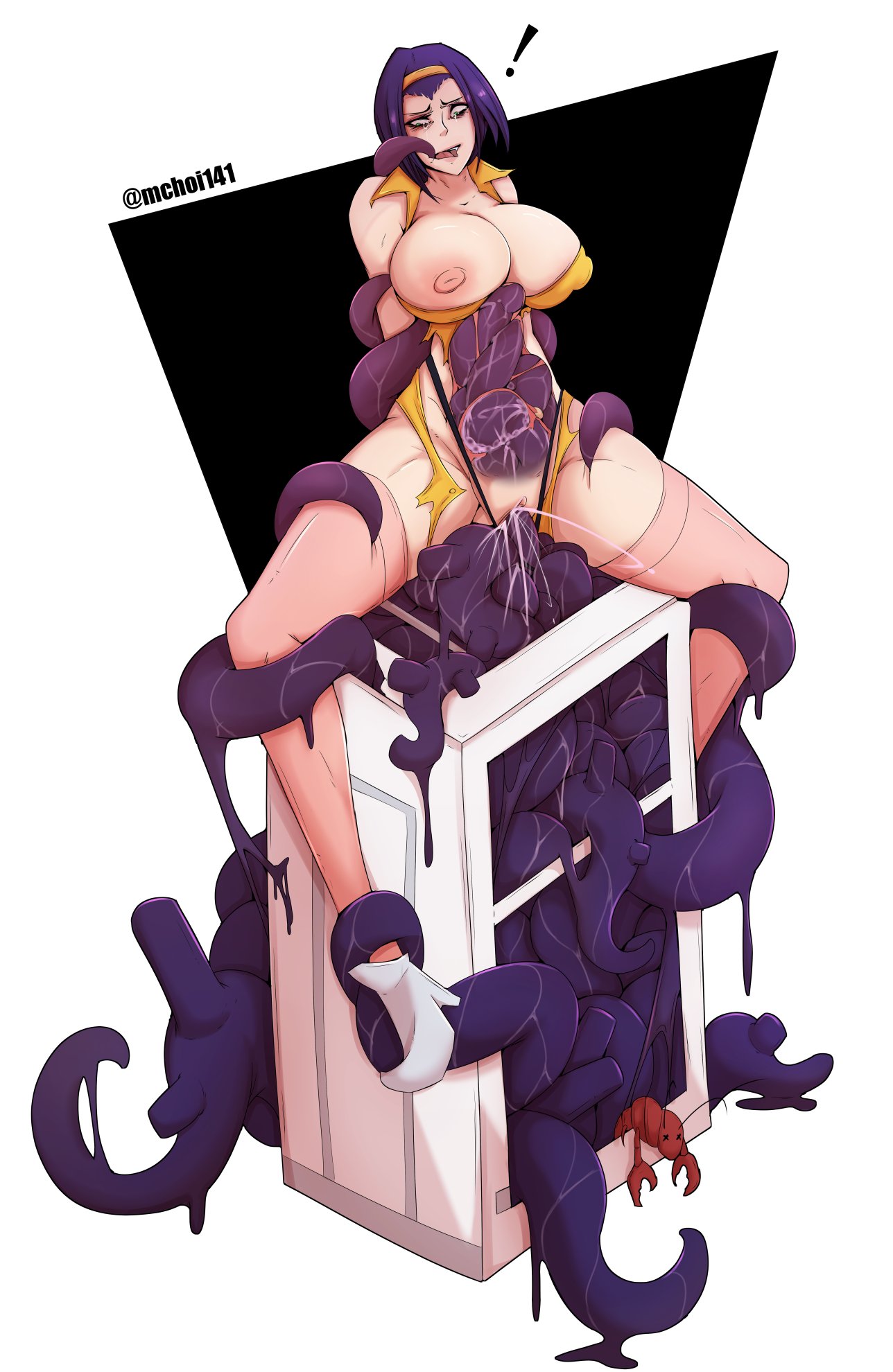 1girls, cowboy bebop, faye valentine, female, mchoi141, purple hair, pussy, restrained, stomach bulge, stomach deformation, tentacle, tentacle penetration, tentacle rape, tentacle sex, tentacles, tentacles on female, vaginal penetration, white background, x-ray