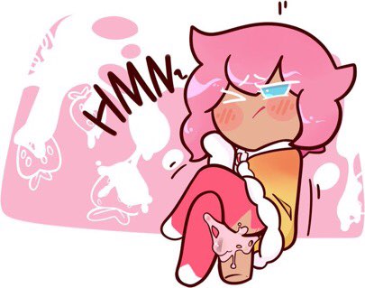 1boy, blue eyes, cookie run, femboy, male, pink hair, strawberry crepe cookie, tagme