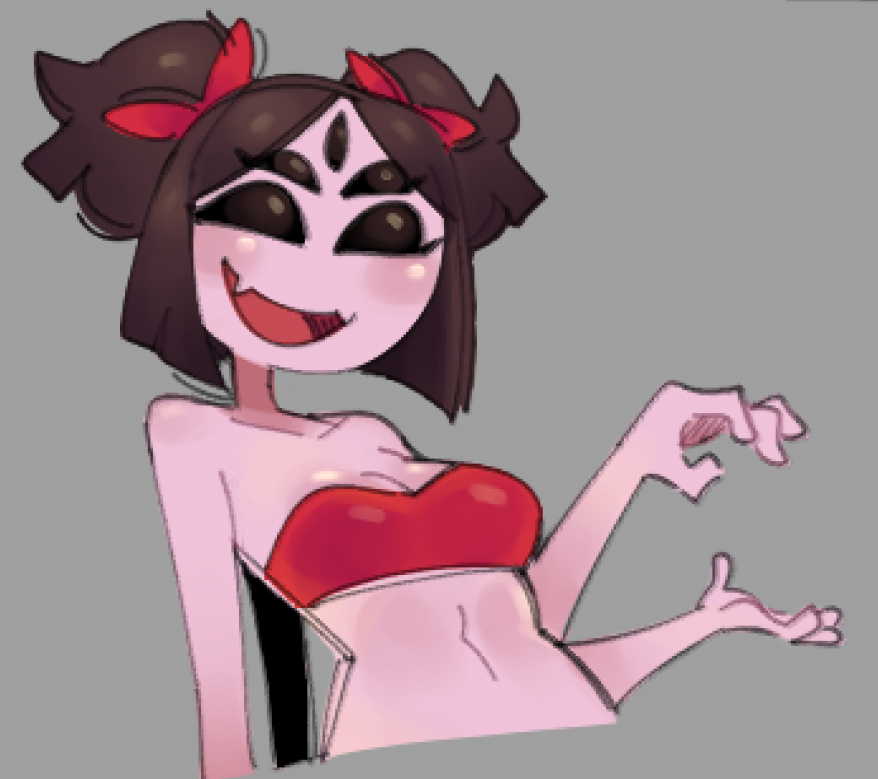 4_arms 5_eyes anthro anthro_only arachnid blushing crop_top cute female female_anthro female_only grey_background hairbow medium_breasts midriff muffet multi_arm multi_eye multi_limb open_mouth readraws reahmi short_hair short_twintails simple_background smiling solid_color_background solo solo_female spider spider_girl undertale undertale_(series) upper_body