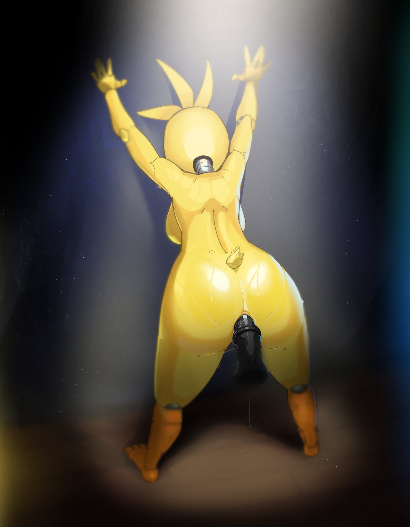 1girls, against wall, anal, anal sex, anthro, ass, bent over, breasts, bubble ass, bubble butt, chicken, digital media (artwork), disembodied penis, female, five nights at freddy's, five nights at freddy's 2, horsecock, male, mdthetest, on stage, orange body, penis, presenting anus, presenting hindquarters, presenting pussy, pussy, robot, sex, sideboob, spotlight, stage, straight, toy chica (fnaf), yellow body
