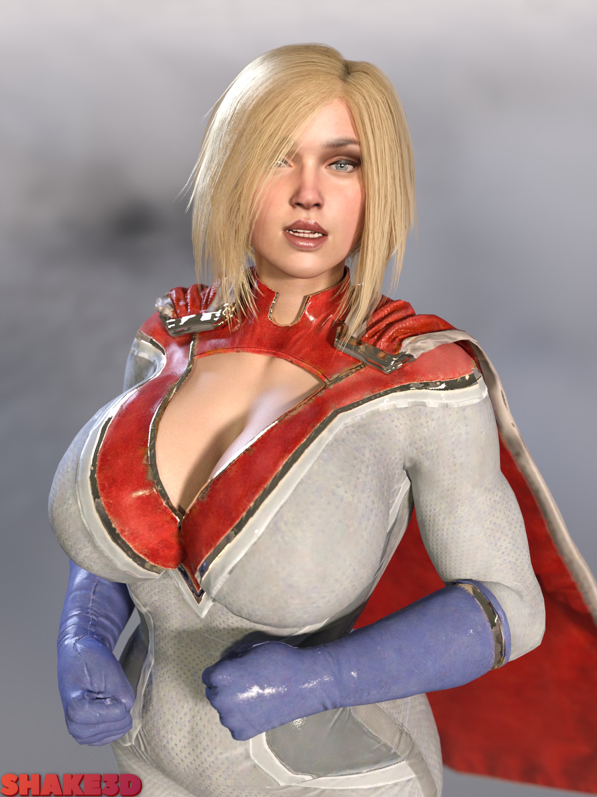 1girls, 3d, ass, big ass, big breasts, blender, blonde, blonde female, blonde hair, blue eyes, breasts, busty, dc, dc comics, female, female only, fully clothed, huge breasts, huge tits, injustice 2, kara zor-l, karen starr, kryptonian, medium hair, netherrealm studios, power girl, shake3d, solo, superhero costume, superheroine, superman (series)
