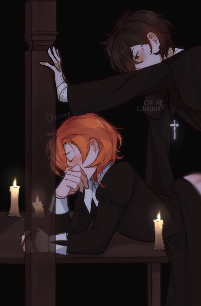 2boys, artist request, bungo stray dogs, bungou stray dogs, chuuya nakahara, dazai osamu, male, male only, priest, priest sex