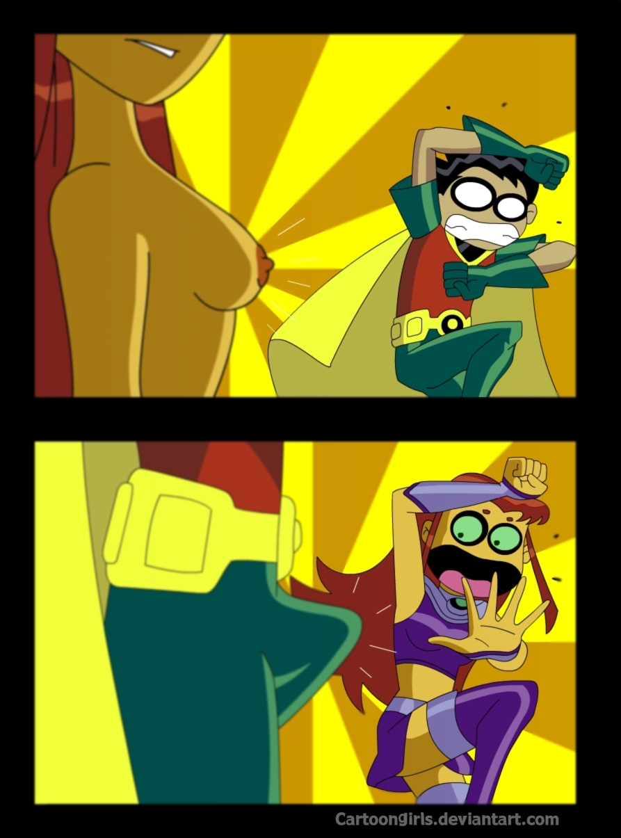 alien badassk9 dc dc_comics dick_grayson female human male nipples robin_(dc) robin_(dick_grayson) starfire straight superheroine teen_titans