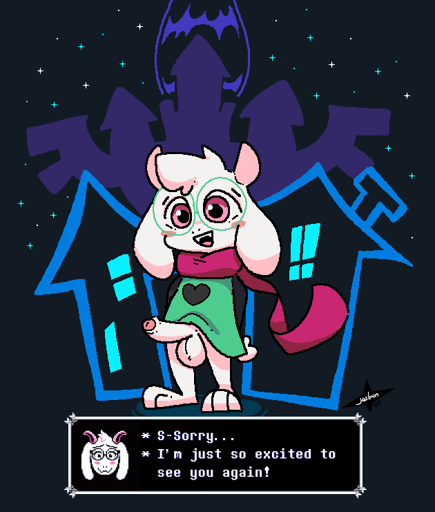 anthro balls blush bottomless bovid caprine clothed clothing deltarune dialogue digital_media_(artwork) english_text erection eyewear foreskin fur genitals glasses goat hair hindpaw horn humanoid_genitalia humanoid_penis jasbun07 looking_at_viewer male male_focus male_only mammal paws penis pink_eyes presenting presenting_penis ralsei ralsei_with_white_fur scarf smile solo solo_male standing text undertale_(series) white_body