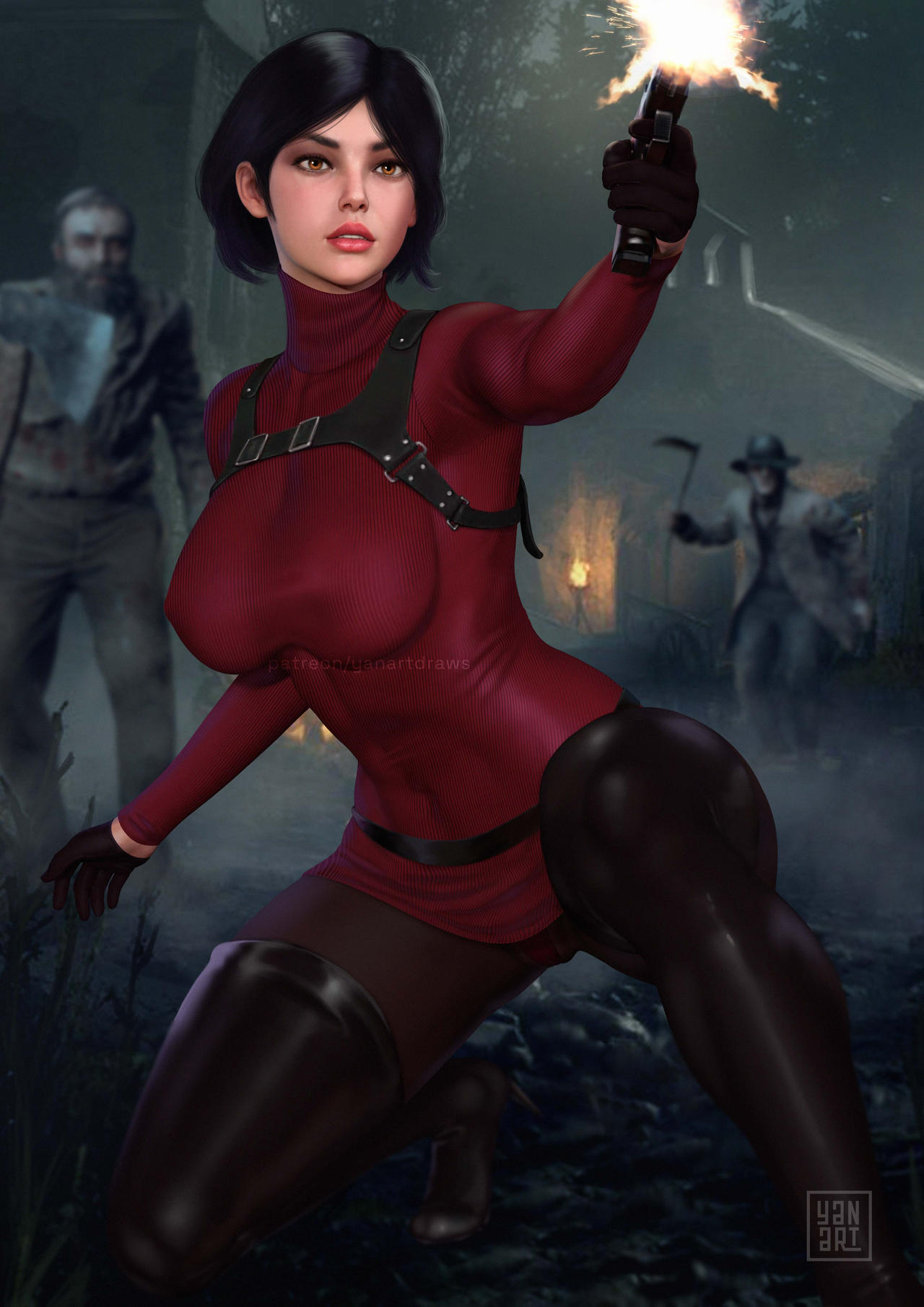 1girls ada_wong ada_wong_(adriana) artist_name asian asian_female ass athletic athletic_female big_breasts biohazard black_hair breast_strap breasts brown_eyes busty capcom chest_strap curvaceous curves curvy curvy_figure dark_hair digital_media_(artwork) eyebrows eyelashes eyes female female_focus female_only fit fit_female hair half_gloves hips hourglass_figure huge_breasts human large_breasts legs light-skinned_female light_skin lips mature mature_female resident_evil resident_evil_4 resident_evil_4_remake short_hair sweater sweater_dress thick thick_legs thick_thighs thigh_boots thighhigh_boots thighs thin_waist top_heavy upper_body voluptuous waist watermark wide_hips yanartdraws