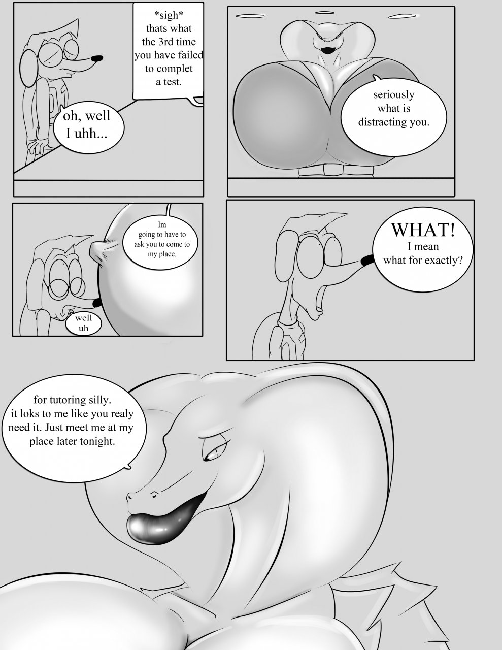 anthro big_breasts candy_(mrmadhead) canine comic comic_page heart huge_breasts huge_lips mrmadhead mrmadhead_(artist) school snake student teacher teacher_and_student