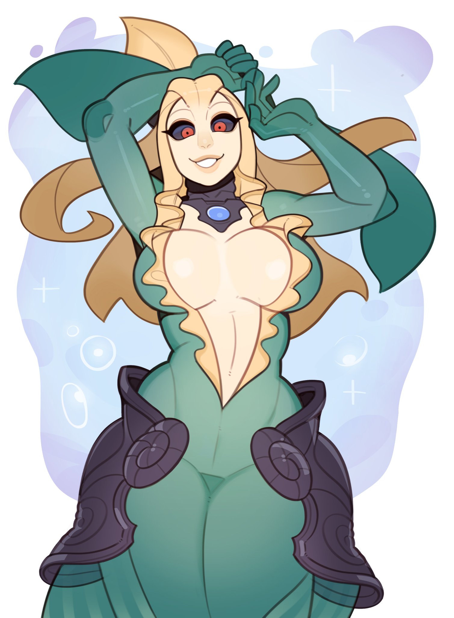 body pillow design, female, laying down, league of legends, merfolk, mermaid, nami (league of legends), riot games, splashbrush