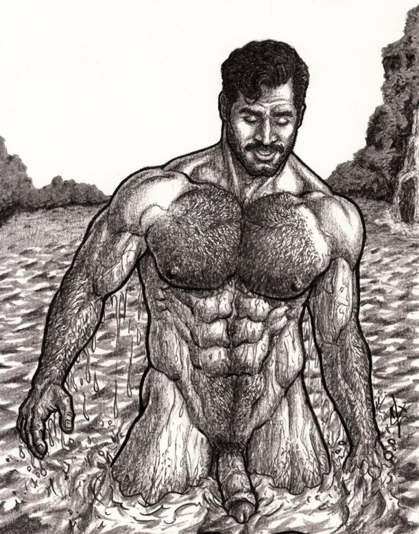 1boy abs actor art_of_clx artist_signature beard biceps black_and_white body_hair boner bulging_biceps caucasian caucasian_male celebrity erect_penis erection facial_hair foreskin hairy_chest hairy_male hard_on henry_cavill human in_water intact male male_nipples male_only male_pubic_hair manly mature_male monochrome muscles muscular_male mustache nude_male outdoors outside partially_retracted_foreskin pecs penis real_person uncolored uncut veiny_penis wet