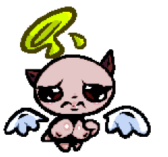 2023 areolae big_breasts blush devil_horns female female_only fukuoka09 halo isaac_(the_binding_of_isaac) light-skinned_female low_res sad shiny_lips the_binding_of_isaac thick_lips wings