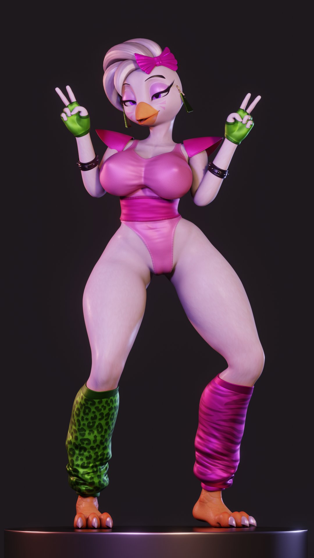 3d big_breasts chica_(fnaf) clothed dokito17 doomfella female_focus female_only five_nights_at_freddy's five_nights_at_freddy's:_security_breach fnaf glamrock_chica_(fnaf) glamrock_chica_(mayosplash) looking_at_viewer mayosplash posing scottgames solo_female steel_wool_studios thick_thighs