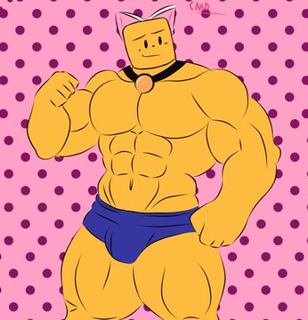 bara, cat ears, collar, cosmoxd, gay, male, muscular, noob, roblox, robloxian, tagme, underwear, yaoi