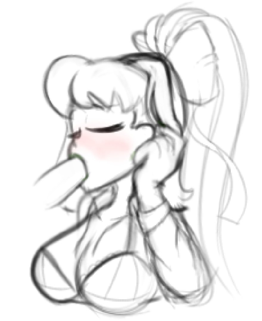 blowjob, blush, both eyes closed, bra, breasts, cleavage, closed eyes, doki doki literature club, female, gerberivessitomy, long hair, monika (doki doki literature club)