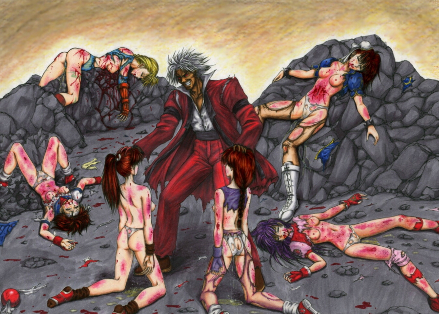 art_of_fighting athena_asamiya blood brutality cammy_white chun-li crossover death defeated fatal_fury female female_death human king_of_fighters knocked_out mai_shiranui male multiple_deaths murder psycho_soldier rugal_bernstein sakura_kasugano street_fighter violence yuri_sakazaki