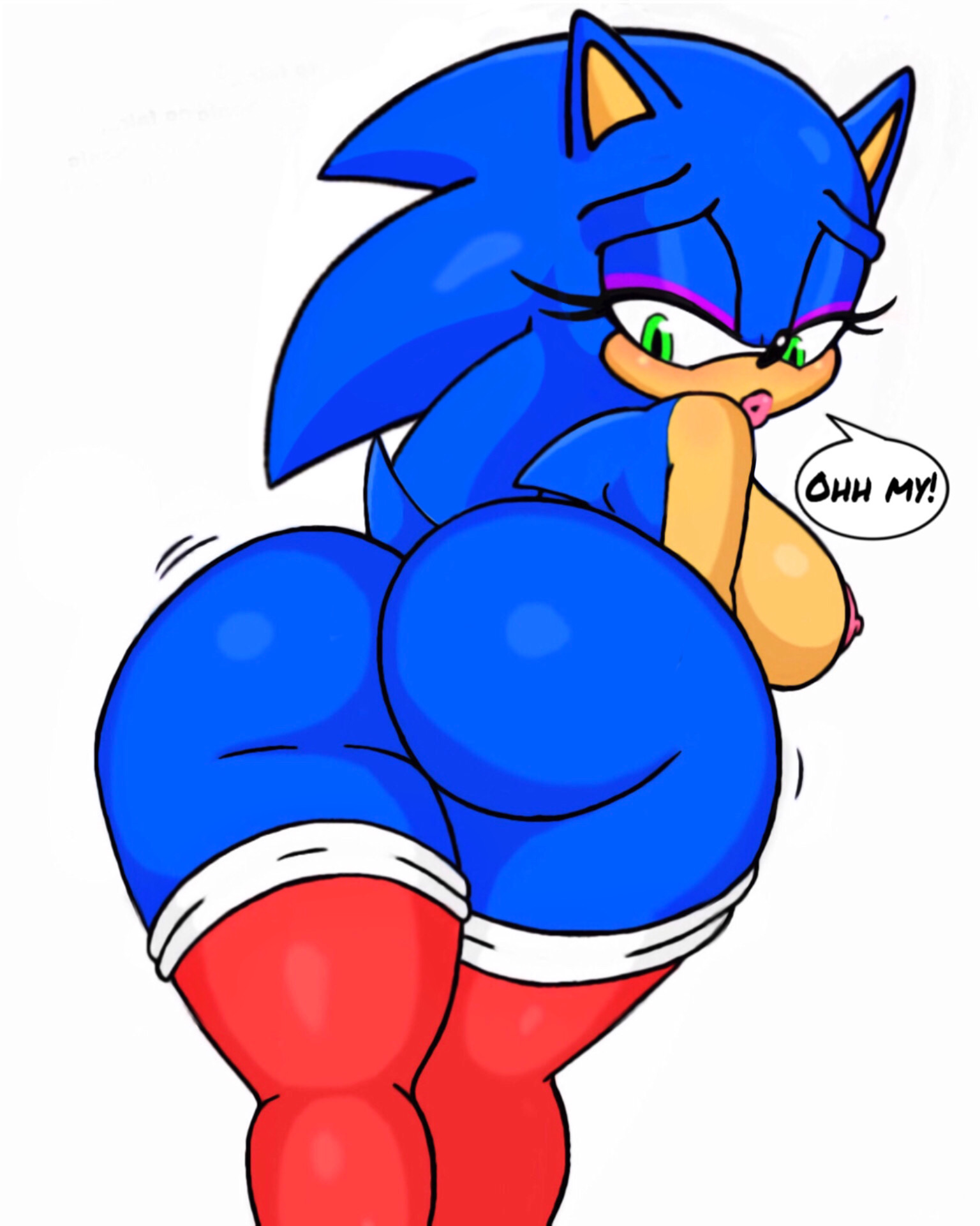 after transformation, ass, ass expansion, big ass, bimbofication, bimbofied, breast expansion, breast growth, breast growth (enlargement), breasts, curvaceous, curvy, female, gender transformation, looking back, post-transformation, rule 63, sonic (series), sonic the hedgehog, sonic the hedgehog (series), sonique the hedgehog, thick ass, thick thighs, topless, transformation, voluptuous, wobble, worried