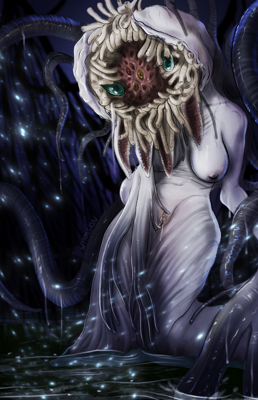 1girls alien alien_girl alien_humanoid animal_humanoid areola beady_eyes big_breasts bloodborne bodily_fluids breasts ebrietas_daughter_of_the_cosmos eldritch eldritch_abomination eldritch_horror female female_only fromsoftware genital_fluids genitals great_one green_eyes grey_areola grey_body grey_nipples hi_res horror humanoid looking_at_viewer mollusk mollusk_humanoid monster monster_girl navel nipples nude partially_submerged pussy pussy_juice sagging_breasts solo sony_corporation sony_interactive_entertainment standing_in_water tentacle uncensored white_body wide_hips wyrmskin yellow_eyes