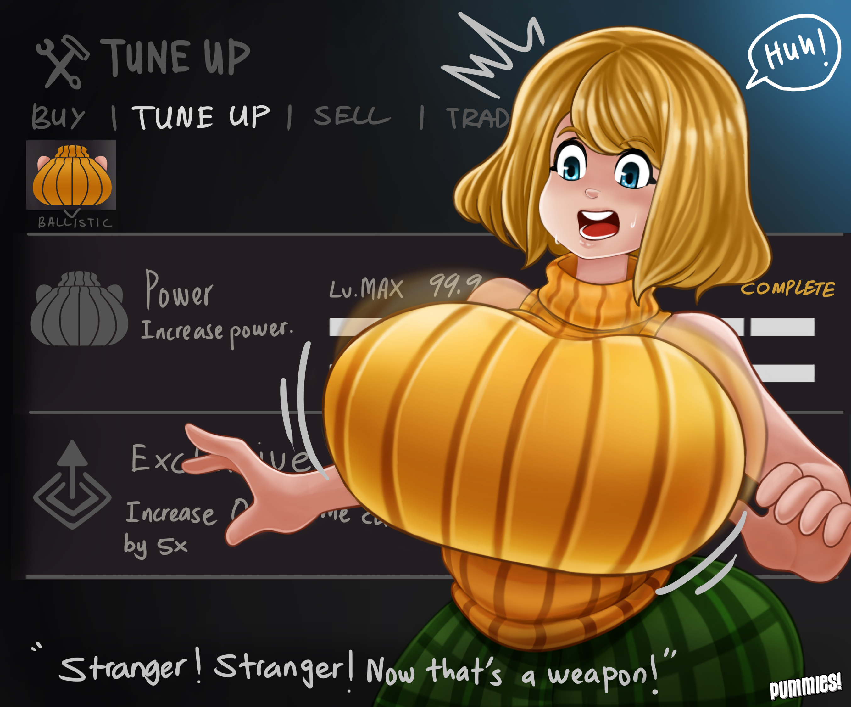 1girls, 2d, ashley graham, ashley graham (ella freya), bare shoulders, big breasts, blonde hair, blue eyes, breast expansion, breast growth, breast growth (enlargement), breasts, capcom, expansion, female, female only, huge breasts, human, human only, hyper, hyper breasts, large breasts, light skin, light-skinned female, pummies, resident evil, resident evil 4, resident evil 4 remake, solo, solo female, tagme, top heavy, unwilling expansion