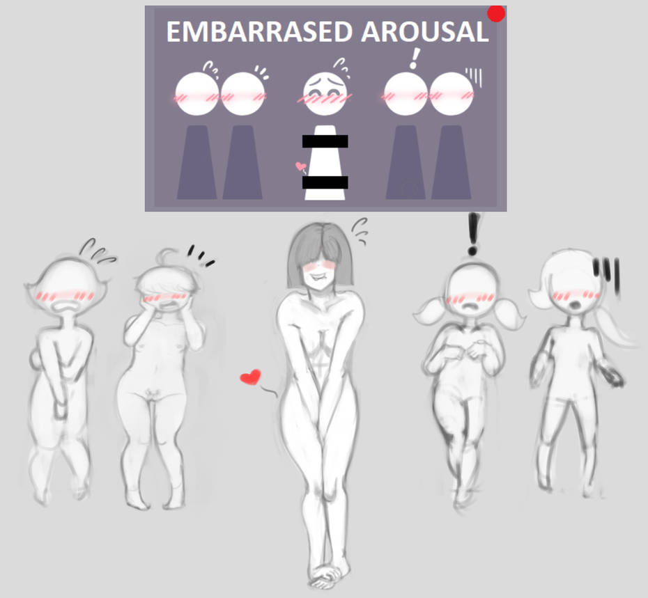 5girls, aroused, babbitybab, biting lip, biting own lip, blush, blushing, bob cut, breasts, completely nude, covering breasts, covering crotch, embarrassed, embarrassed female, embarrassed nude female, exclamation mark, feet, feet together, female, flying sweatdrops, grey background, group nudity, hair over eyes, handbra, hands between legs, hands on face, heart, hips, legs, legs together, multiple females, multiple girls, naked, naked female, nekuzx, nipples, nude, nude female, open mouth, pubic hair, pussy, standing, surprised, surprised expression, thighs, toes