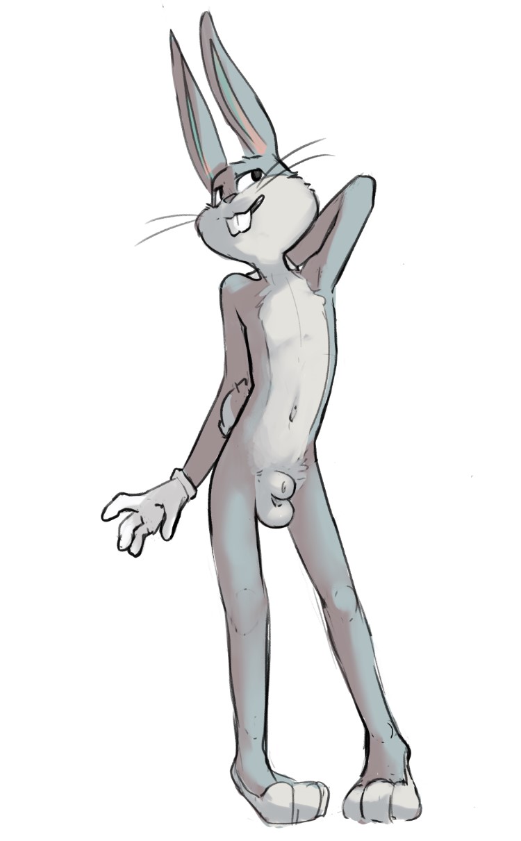 animal_genitalia anthro armpit armpits balls bugs_bunny genitals hi_res lagomorph leporid looney_tunes male male_only mammal mindkog nude rabbit sheath simple_background solo warner_brothers white_background