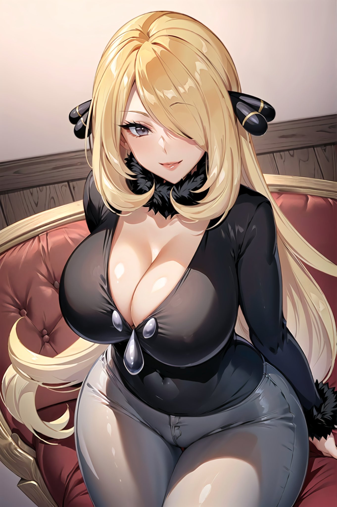 1girls, ai generated, blonde hair, cynthia (pokemon), female, female focus, female only, latex suit, long hair, looking at viewer, mature female, mommy, pokemon, pokemon (anime), pokemon champion, skin tight, solo female, stable diffusion, voluptuous, voluptuous female