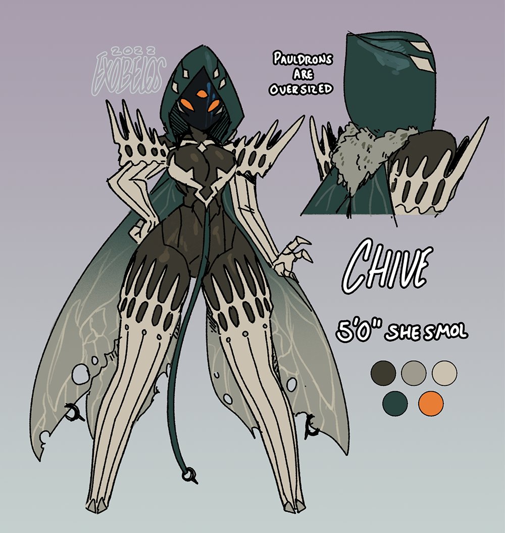 2_toes 3_eyes breasts bungie character_sheet chii'ves_(exobelos) destiny_(game) destiny_2 exobelos hive_(destiny) hive_guardian hood insect_wings pauldrons solo solo_female standing tagme thick_thighs wide_hips