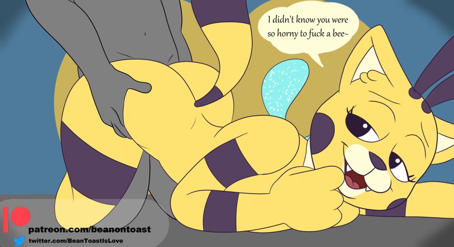 ambiguous penetration, antennae, anthro, areolae, ass, beanontoast, bee, bee girl, beecat, big ass, big butt, black fur, butt, cat ears, cat tail, cat-bee (poppy playtime), catbee (poppyplaytime), catgirl, deep inside, feline, female, fur, furry, furry female, human, humanoid, poppy playtime, pussy, sex, straight, thick thighs, thighs, vaginal penetration, wings, yellow fur