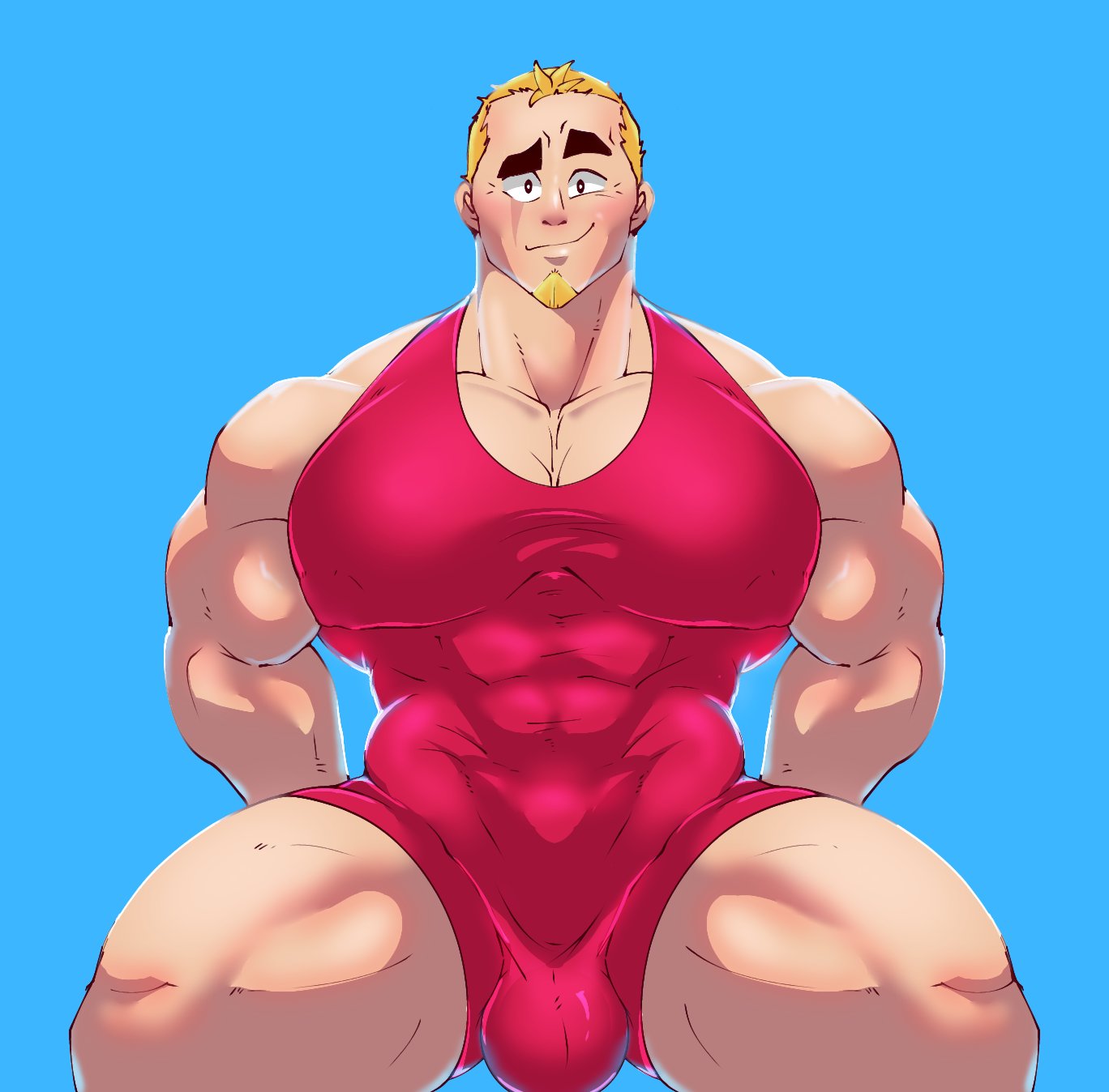 abs beard big_muscles big_nipples big_pecs big_thighs blonde_hair brawl_stars bulge gay grom_(brawl_stars) homosexual male male_focus male_only muscle muscles muscular_male nipple_bulge paldraws pecs swimsuit thighs