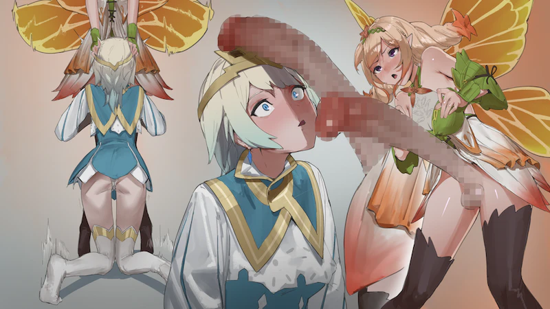 1futa 1girls ass balls bare_thighs big_ass blonde_hair bottomless breasts censored cleavage clothed clothing cock_shock duo erection fairy fairy_wings fellatio female fire_emblem fire_emblem_heroes fjorm_(fire_emblem) futa_on_female futanari hand_on_head huge_cock human imminent_fellatio imminent_oral imminent_sex kneeling large_penis light-skinned_female light-skinned_futanari light_skin long_penis low-angle_view medium_breasts medium_hair mosaic_censoring mostly_clothed multicolored_hair nintendo oral orange_hair panties pantyshot penis penis_awe penis_shadow peony_(fire_emblem) pointy_ears purple_eyes sex shikisokuzeku76 short_hair standing thighhighs thighs underwear upskirt white_panties wings