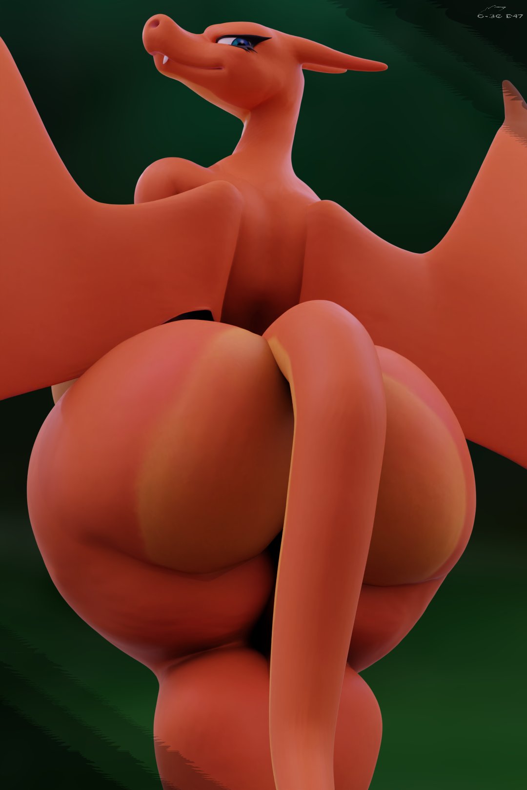 ass, big, big ass, big butt, blue eyes, charizard, cute, dragon, furry, geodat64, orange body, pokémon (species), pokemon, pokemon (species), pokephilia, tights, wings