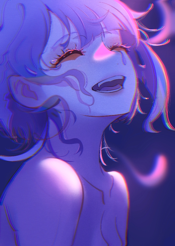 1girls, bare shoulders, cd projekt red, chalie, completely nude, crying, crying with eyes open, cyberpunk 2077, cyberpunk: edgerunners, female, female only, lucyna kushinada, nude, nude female, studio trigger, wholesome