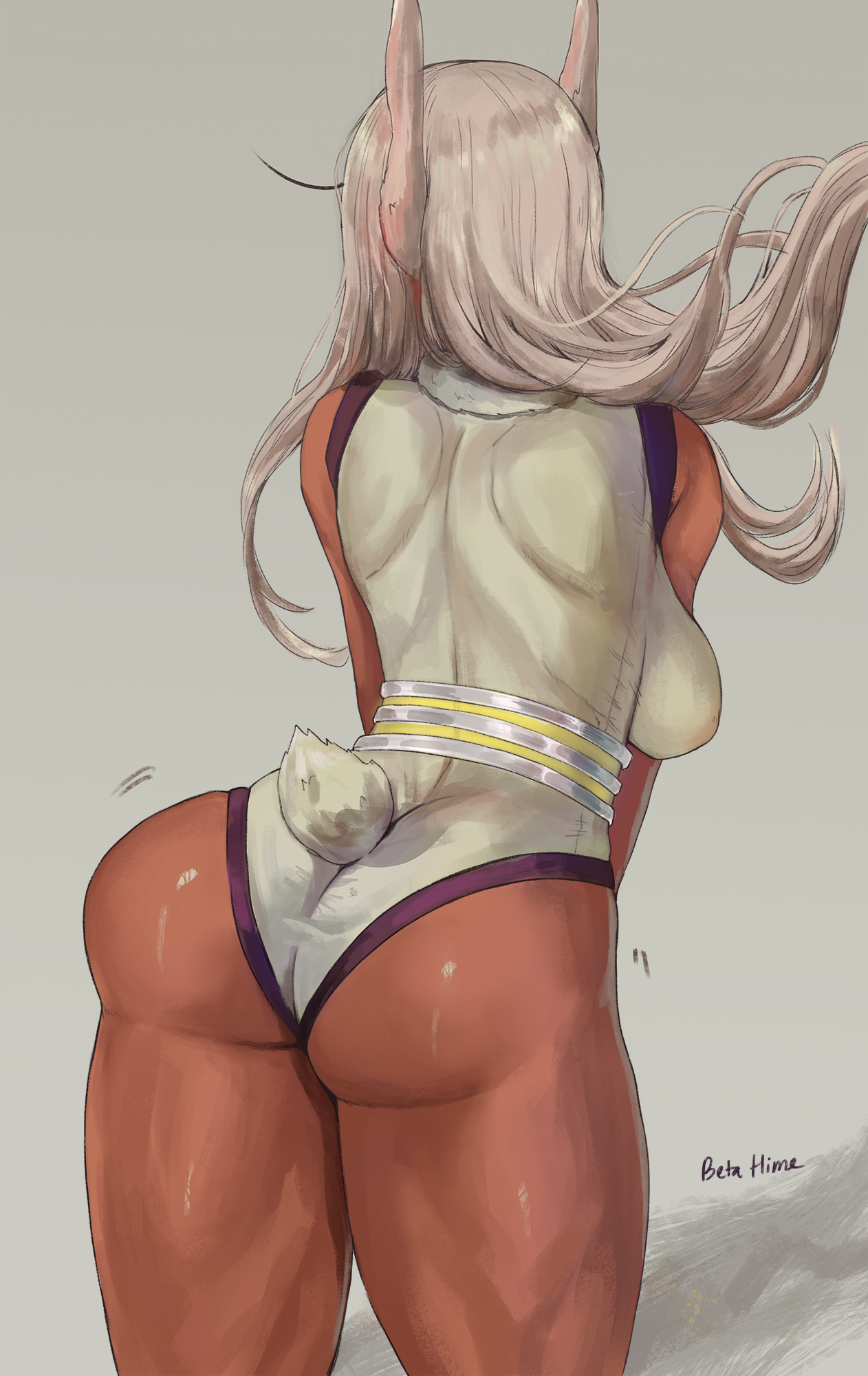 1girls, animal ears, animal tail, ass, ass focus, back, back view, backboob, betahimeko, big ass, big breasts, breasts, bunny ears, bunny tail, cutesexyrobutts (style), female, female only, huge ass, leotard, long hair, miruko, my hero academia, rumi usagiyama, solo, solo female, superheroine, tail, thick thighs, thighs, white hair