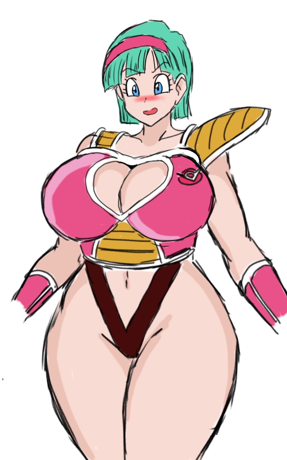 armor bulma bulma_(dragon_ball) bulma_briefs dragon_ball dragon_ball_z female female_only ginyu_force_battle_armor momiji_(artist) solo toei_animation white_background