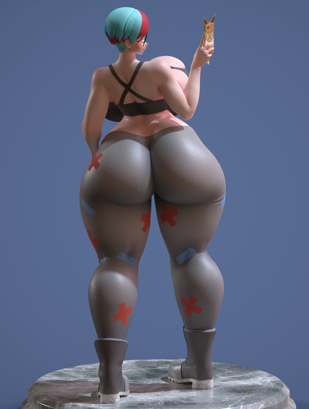 1girls, 3d, alternate ass size, alternate body type, alternate breast size, ass, big ass, big breasts, blue hair, boobs, breasts, busty, curvaceous, curvy, curvy body, curvy female, curvy figure, female, game freak, glasses, huge ass, huge breasts, large ass, large breasts, nintendo, penny (pokemon), pokemon, pokemon (game), pokemon sv, red hair, usukeninja, venus body, voluptuous