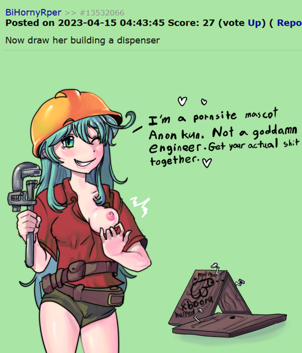 engineer_(tf2)_(cosplay) funny green_eyes green_hair mr.sir_69 nipple rule_34-tan rule_34_(booru) rule_34_comment self_upload site-tan team_fortress_2 tf2