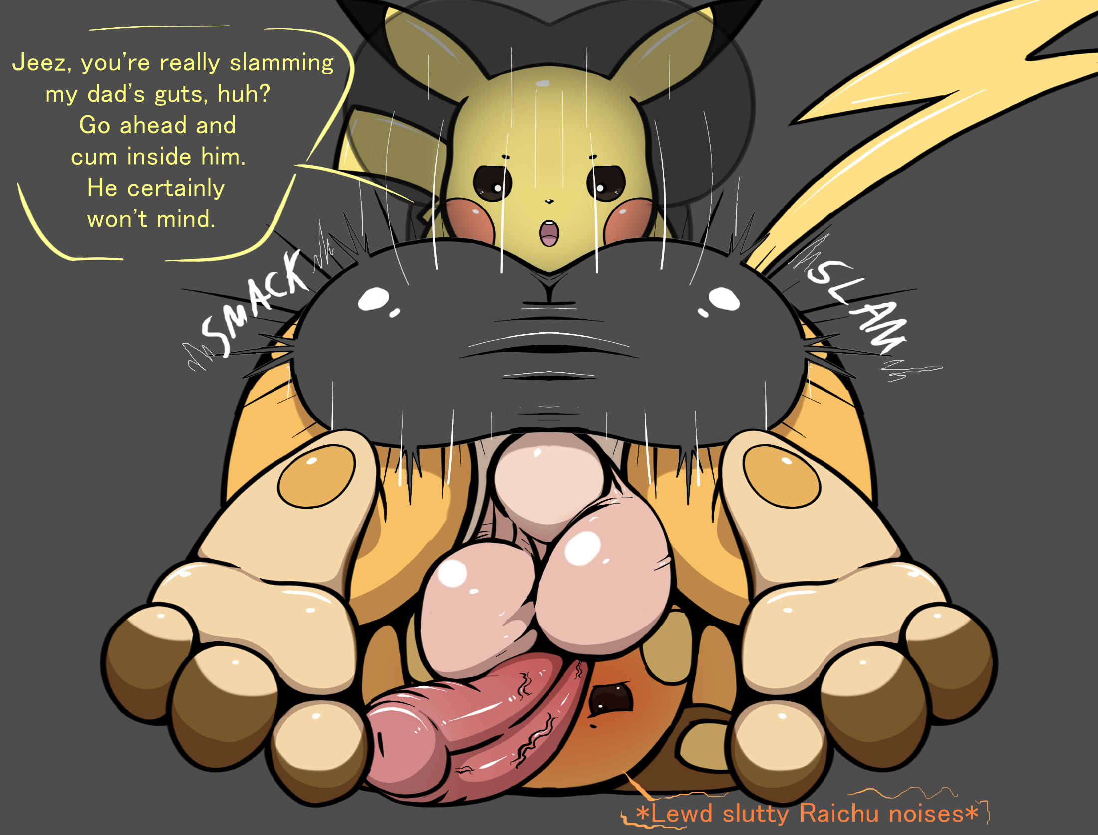 2020, 2boys, 3 toes, anal, anal penetration, anal sex, anus, apprehensive, ass, backsack, balls, balls deep, ballsack, bending over, bent over, big ass, big balls, big butt, black balls, black eyes, black penis, blush, bottom heavy, dialogue, dipstick ears, disembodied penis, duo, erection, father, father and child, father and son, feet, foot fetish, foot focus, fucked silly, game freak, gay, generation 1 pokemon, grabbing butt, hi res, huge ass, huge butt, incest, male, male only, male penetrated, male penetrating, male penetrating male, male/male, nervous, nintendo, open mouth, orange fur, penetration, penis, penis in face, penis shadow, perineum, pikachu, pink penis, pokemon, pokemon (species), pokemon rgby, questionable consent, raichu, rapistwerewolf, secretly loves it, sex, shadow, simple background, slamming, soles, spread anus, spreading anus, stretching, stretching anus, text, text box, text bubble, upside-down, veiny, veiny penis, yaoi, yellow fur