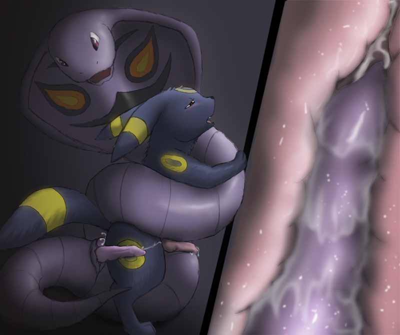 anal arbok cum cum_inside diphallia diphallism eeveelution everydaydolphin fur furry furry_ears furry_tail gay hemipenes koba male multi_genitalia multi_penis nintendo no_humans penis pokemon pokemon_(species) reptile scalie snake tail umbreon