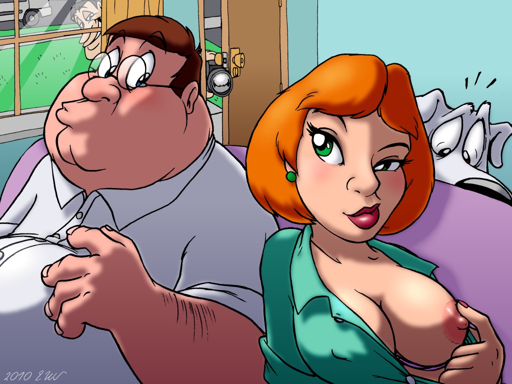 breasts brian_griffin clothing duo_focus eric_schwartz family_guy female glenn_quagmire human indoors lois_griffin male multiverse obese pale_skin peter_griffin tagme toony