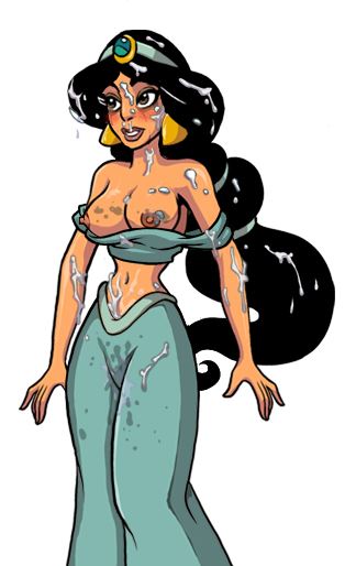 akabur aladdin cum_drip cum_in_hair cum_on_body cum_on_breasts cum_on_face cumshot disney disney_princess exposed_breasts exposed_nipples harem_outfit jewelry princess_jasmine pulled_down_top