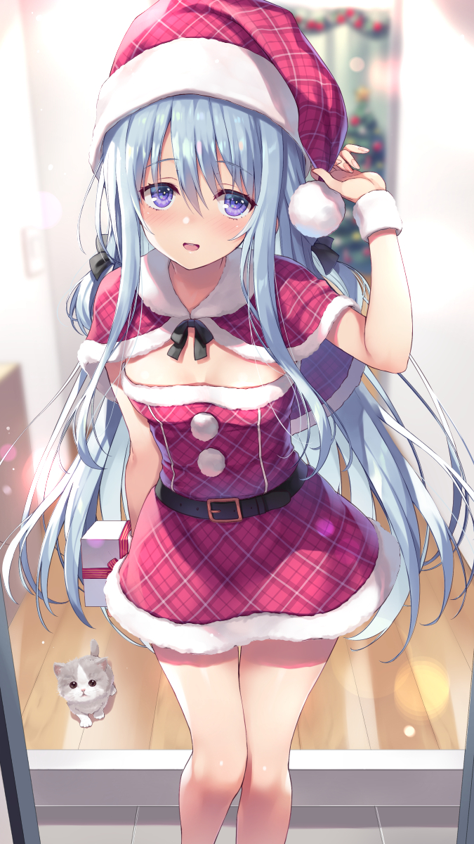 1girls blush blush_lines blushed blushing blushing_at_viewer cat christmas_clothing christmas_outfit classroom_of_the_elite female female_only females_only looking_at_viewer no_text no_text_version shiina_hiyori tomose_shunsaku youkoso_jitsuryoku_shijou_shugi_no_kyoushitsu_e